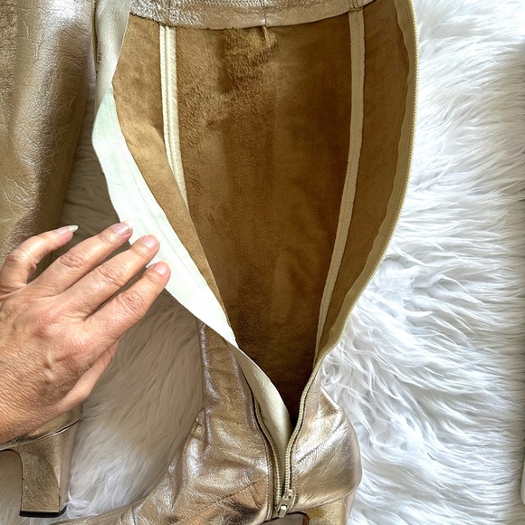 ⚡️FLASH SALE⚡️Vintage 1960s Gold Leather Mod Go Go Boots-Amano Bootier Size 6.5 - Picture 6 of 11